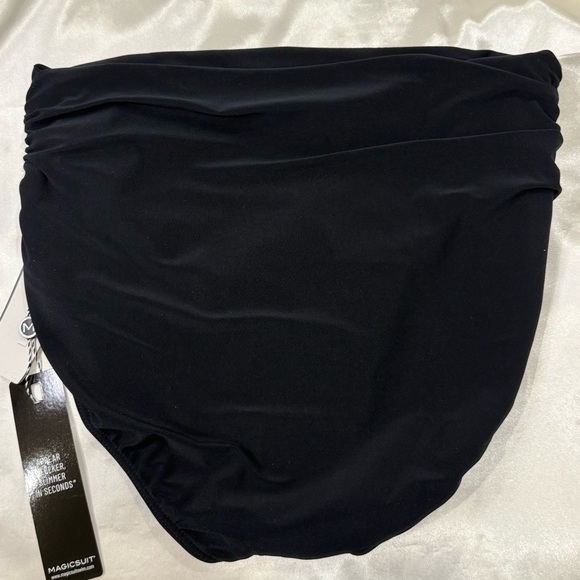 NWT Magicsuit Shirred Jersey Brief Bikini Bottom 16 Black High Rise Shaping Chic - Picture 7 of 12